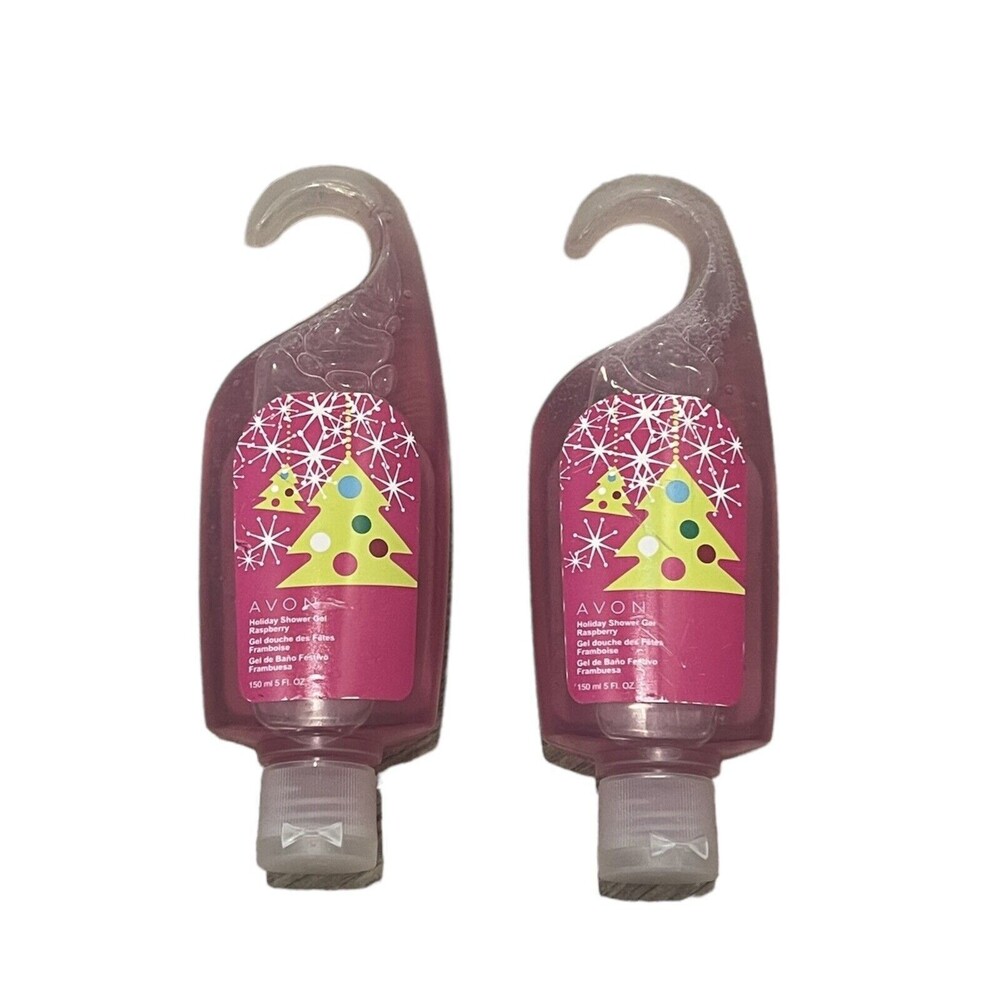 AVON 5 Fl. Oz. Holiday Shower Gel Raspberry Hanging Bottle Old Stock Two SEALED